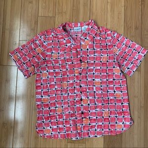 Vintage 80s Liz Baker Pink Printed Top